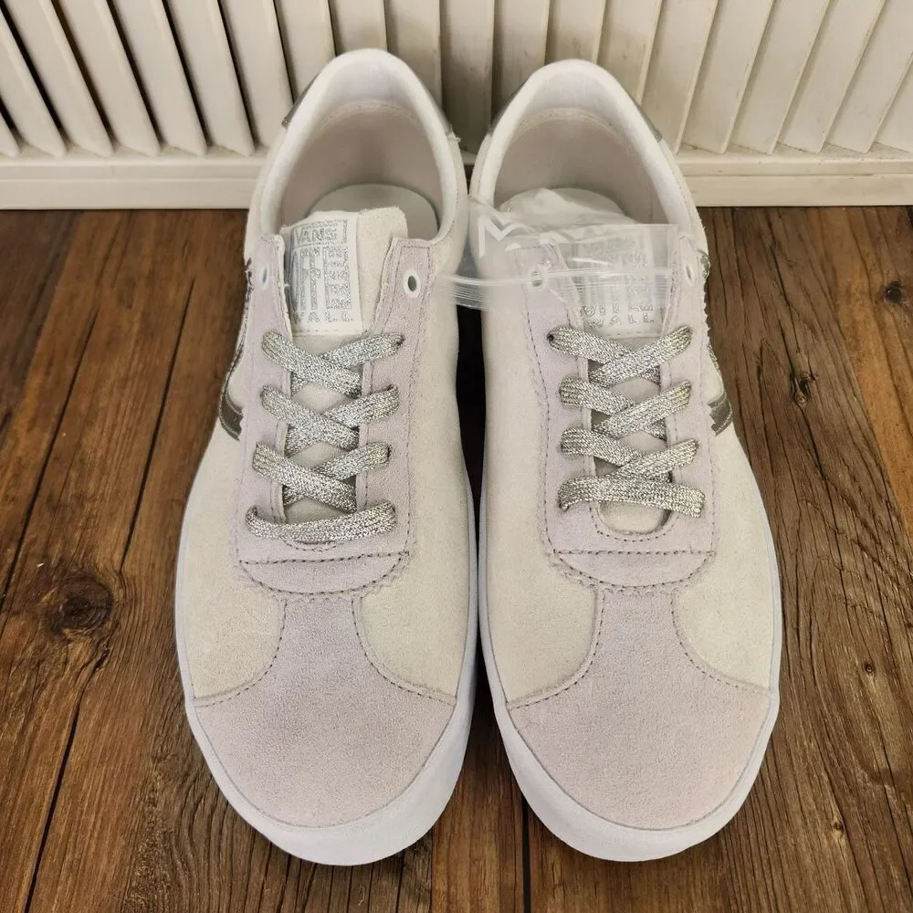 Vans Sport Low Mens Sz 10 High Shine Blanc De Blanc Suede Skater Sneakers Shoes